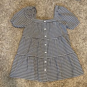 Zara Gingham Babydoll Mini Dress size L